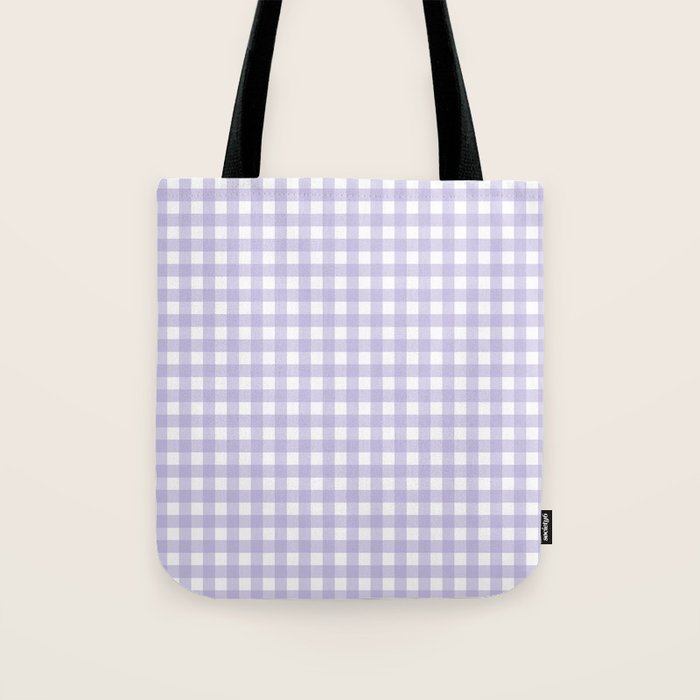 Gingham Check Pattern in Pastel Lavender Purple Tote Bag Gallery Image 1