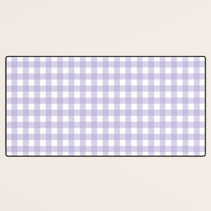 Gingham Check Pattern in Pastel Lavender Purple Desk Mat Gallery Image 3