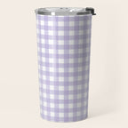 Gingham Check Pattern in Pastel Lavender Purple Travel Mug Gallery Image 2