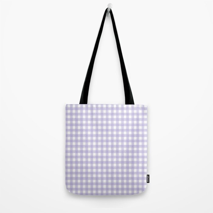 Gingham Check Pattern in Pastel Lavender Purple Tote Bag Gallery Image 2