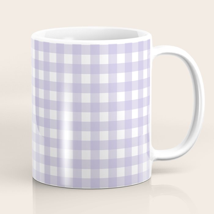 Gingham Check Pattern in Pastel Lavender Purple Coffee Mug Gallery Image 1