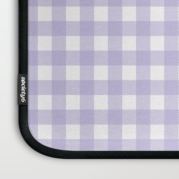 Gingham Check Pattern in Pastel Lavender Purple Laptop Sleeve Gallery Image 3