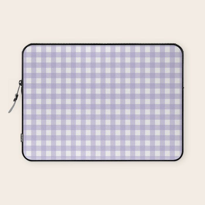 Gingham Check Pattern in Pastel Lavender Purple Laptop Sleeve Gallery Image 1