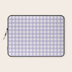 Gingham Check Pattern in Pastel Lavender Purple Laptop Sleeve Gallery Image 1