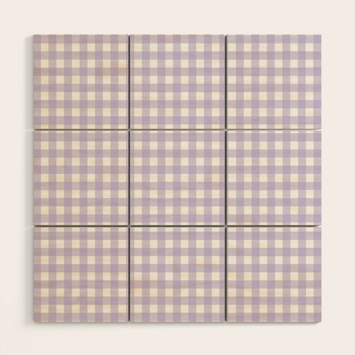Gingham Check Pattern in Pastel Lavender Purple Wood Wall Art Gallery Image 1