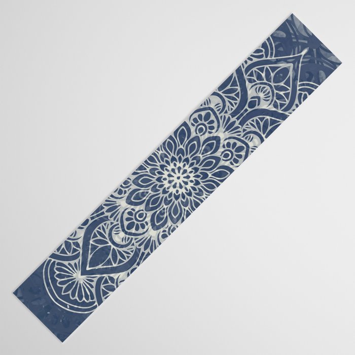 Boho Mandala, Flower, Navy Blue Table Runner Gallery Image 3