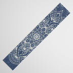 Boho Mandala, Flower, Navy Blue Table Runner Gallery Image 3