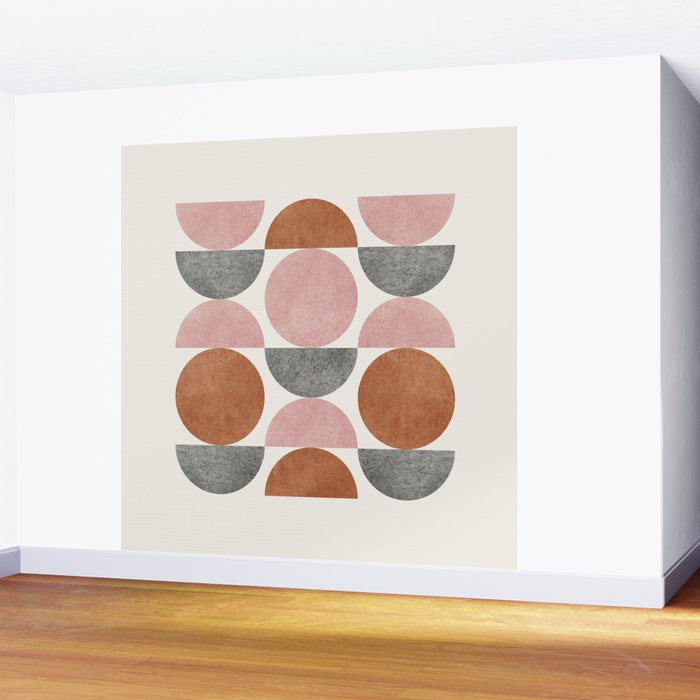 Pink brown retro scandinavian pattern Wall Mural Gallery Image 2