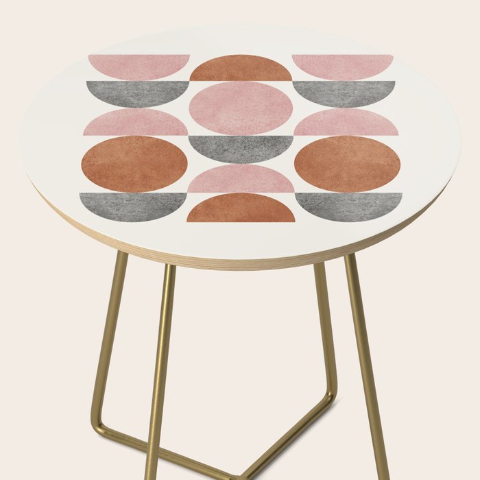 Pink brown retro scandinavian pattern Side Table Gallery Image 2
