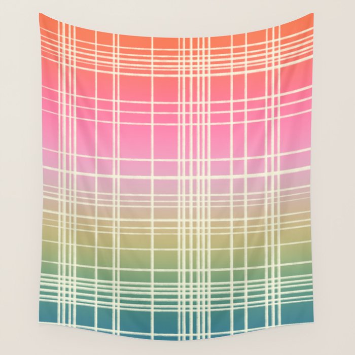 Rainbow Core Plaid Wall Tapestry Gallery Image 4