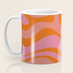 Modern Retro Liquid Swirl Abstract Pattern Square Thulian Pink Pumpkin Orange Coffee Mug Gallery Image 3