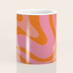 Modern Retro Liquid Swirl Abstract Pattern Square Thulian Pink Pumpkin Orange Coffee Mug Gallery Image 4