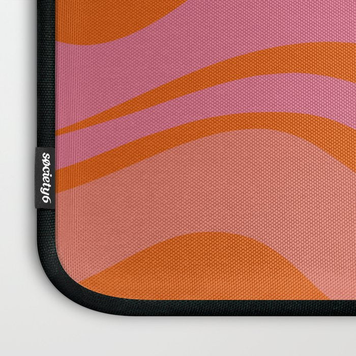 Modern Retro Liquid Swirl Abstract Pattern Square Thulian Pink Pumpkin Orange Laptop Sleeve Gallery Image 3