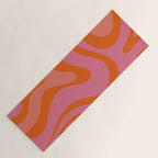 Modern Retro Liquid Swirl Abstract Pattern Square Thulian Pink Pumpkin Orange Yoga Mat Gallery Image 1