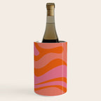 Modern Retro Liquid Swirl Abstract Pattern Square Thulian Pink Pumpkin Orange Wine Chiller Gallery Image 2