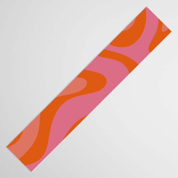 Modern Retro Liquid Swirl Abstract Pattern Square Thulian Pink Pumpkin Orange Table Runner Gallery Image 3