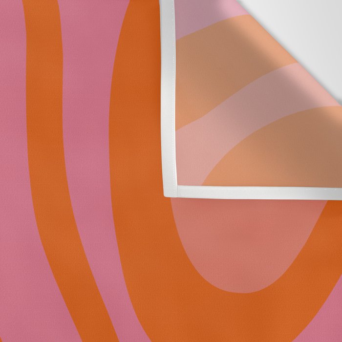 Modern Retro Liquid Swirl Abstract Pattern Square Thulian Pink Pumpkin Orange Wall Tapestry Gallery Image 3