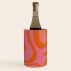 Modern Retro Liquid Swirl Abstract Pattern Square Thulian Pink Pumpkin Orange Wine Chiller Gallery Image 3