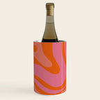 Modern Retro Liquid Swirl Abstract Pattern Square Thulian Pink Pumpkin Orange Wine Chiller Gallery Image 1