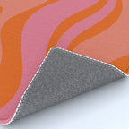 Modern Retro Liquid Swirl Abstract Pattern Square Thulian Pink Pumpkin Orange Rug Gallery Image 4