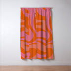 Modern Retro Liquid Swirl Abstract Pattern Square Thulian Pink Pumpkin Orange Window Curtain Gallery Image 3