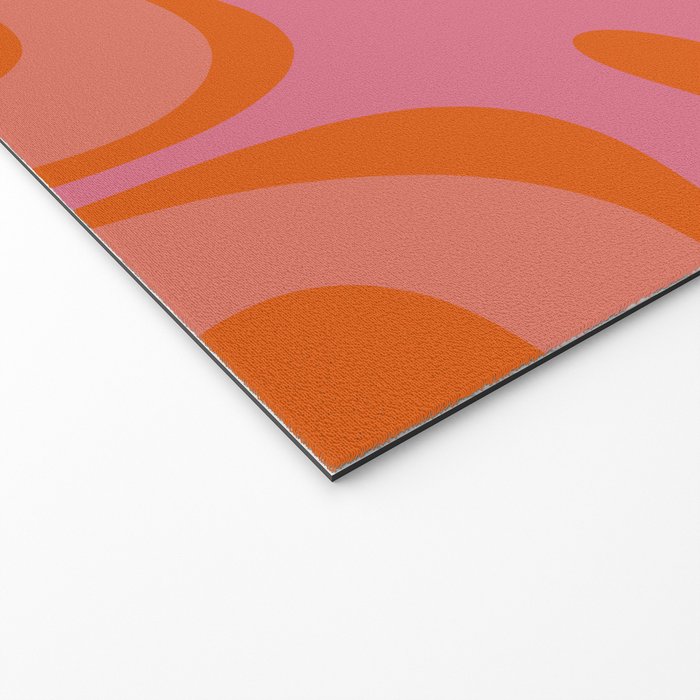 Modern Retro Liquid Swirl Abstract Pattern Square Thulian Pink Pumpkin Orange Welcome Mat Gallery Image 2