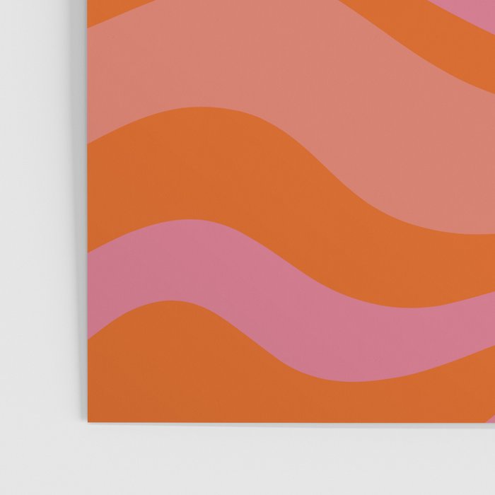Modern Retro Liquid Swirl Abstract Pattern Square Thulian Pink Pumpkin Orange Poster Gallery Image 3