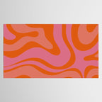 Modern Retro Liquid Swirl Abstract Pattern Square Thulian Pink Pumpkin Orange Tablecloth Gallery Image 2