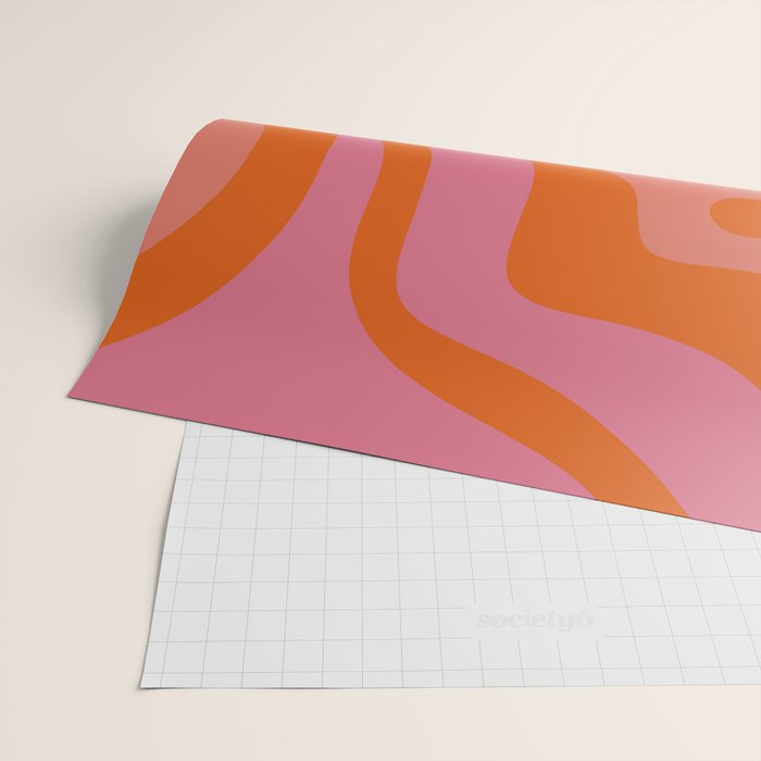 Modern Retro Liquid Swirl Abstract Pattern Square Thulian Pink Pumpkin Orange Wrapping Paper Gallery Image 2