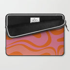 Modern Retro Liquid Swirl Abstract Pattern Square Thulian Pink Pumpkin Orange Laptop Sleeve Gallery Image 2