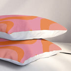 Modern Retro Liquid Swirl Abstract Pattern Square Thulian Pink Pumpkin Orange Pillow Sham Gallery Image 3