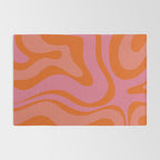 Modern Retro Liquid Swirl Abstract Pattern Square Thulian Pink Pumpkin Orange Rug Gallery Image 2