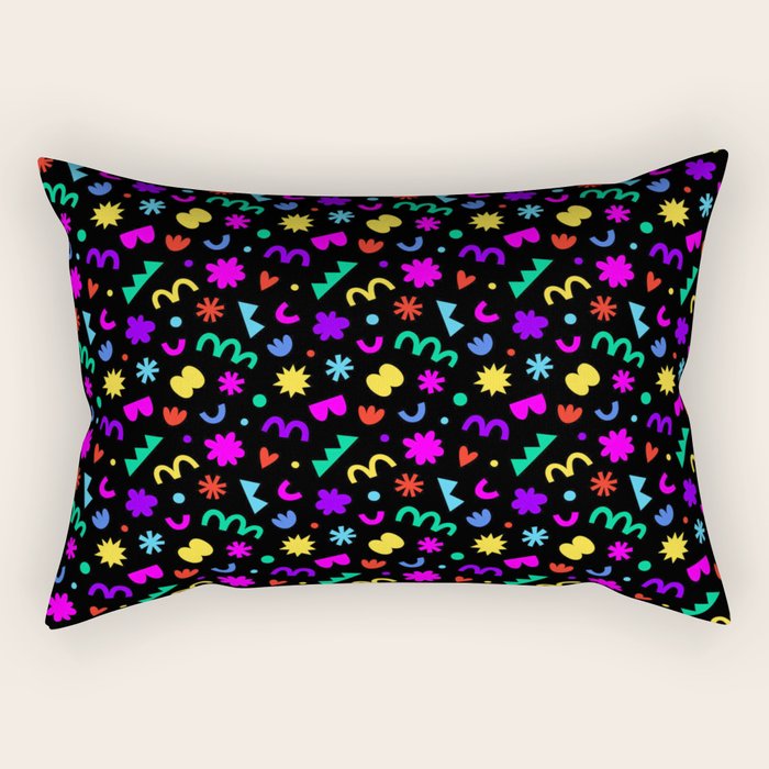 Fun colorful abstract organic shape art pattern Rectangular Pillow Gallery Image 2