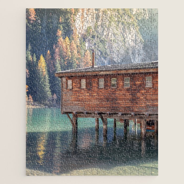 Autumn Serenity at Lake Braies Dolomites Italy Travel Photography Jigsaw Puzzle Gallery Image 1
