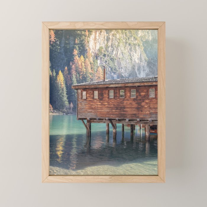 Autumn Serenity at Lake Braies Dolomites Italy Travel Photography Mini Art Print Gallery Image 1