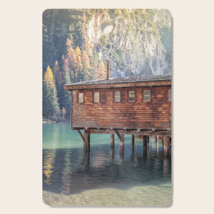 Autumn Serenity at Lake Braies Dolomites Italy Travel Photography Cutting Board Gallery Image 1