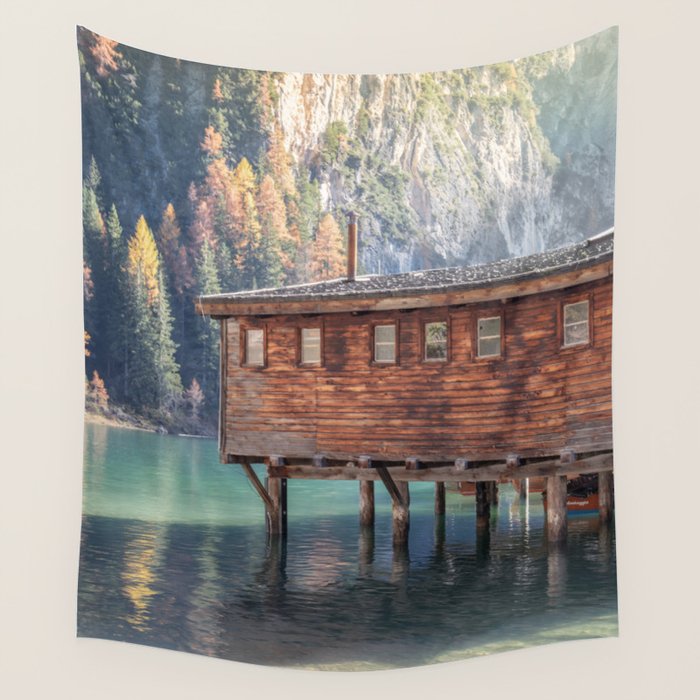 Autumn Serenity at Lake Braies Dolomites Italy Travel Photography Wall Tapestry Gallery Image 4