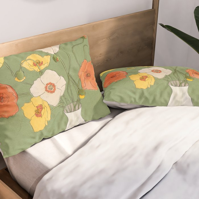 Field Wildflowers Verde Pillow Sham Gallery Image 2