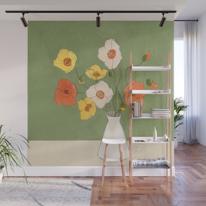 Field Wildflowers Verde Wall Mural Gallery Image 1
