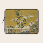 Red and White Chrysanthemums Vintage Japanese Gold Leaf Screen Laptop Sleeve Gallery Image 1