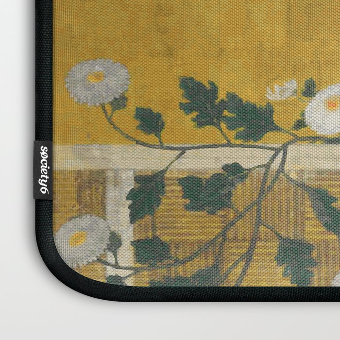 Red and White Chrysanthemums Vintage Japanese Gold Leaf Screen Laptop Sleeve Gallery Image 3