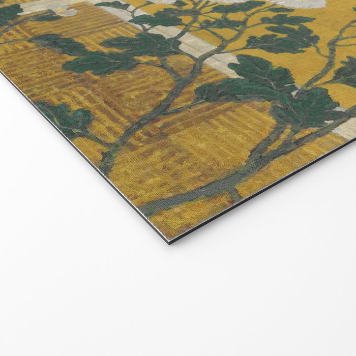 Red and White Chrysanthemums Vintage Japanese Gold Leaf Screen Welcome Mat Gallery Image 2