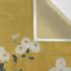 Red and White Chrysanthemums Vintage Japanese Gold Leaf Screen Wall Tapestry Gallery Image 3