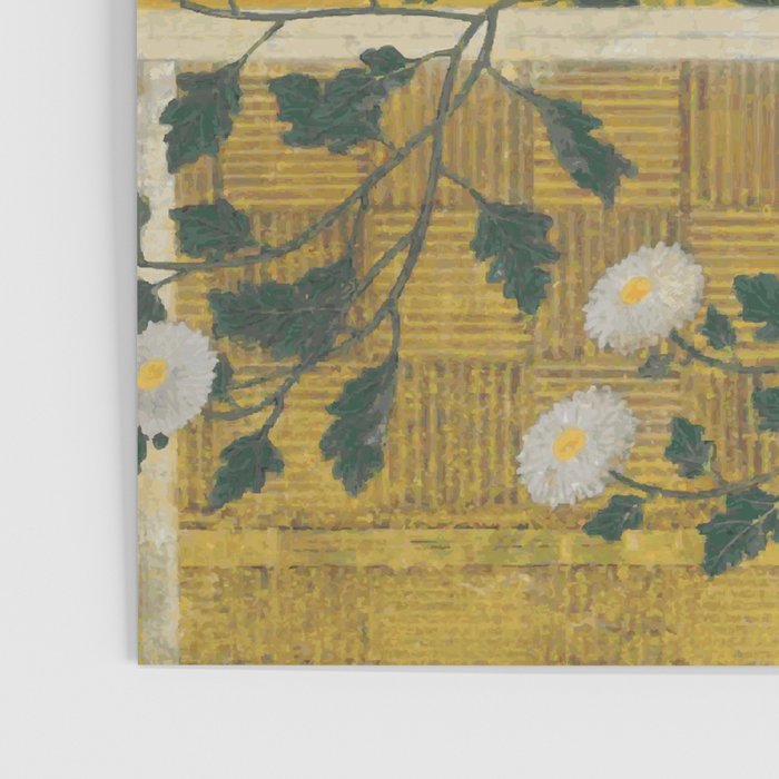 Red and White Chrysanthemums Vintage Japanese Gold Leaf Screen Poster Gallery Image 3
