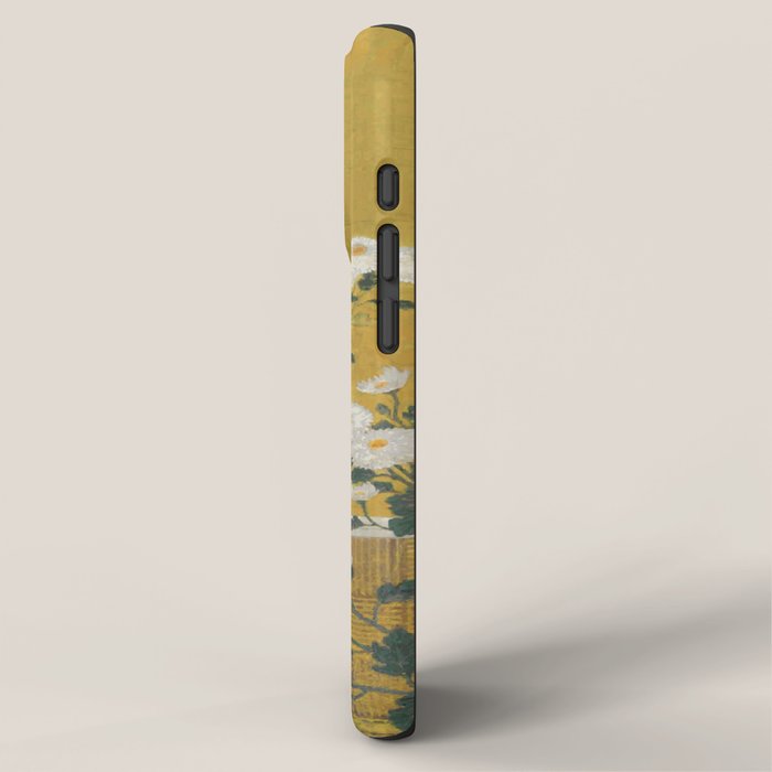 Red and White Chrysanthemums Vintage Japanese Gold Leaf Screen iPhone Case Gallery Image 2