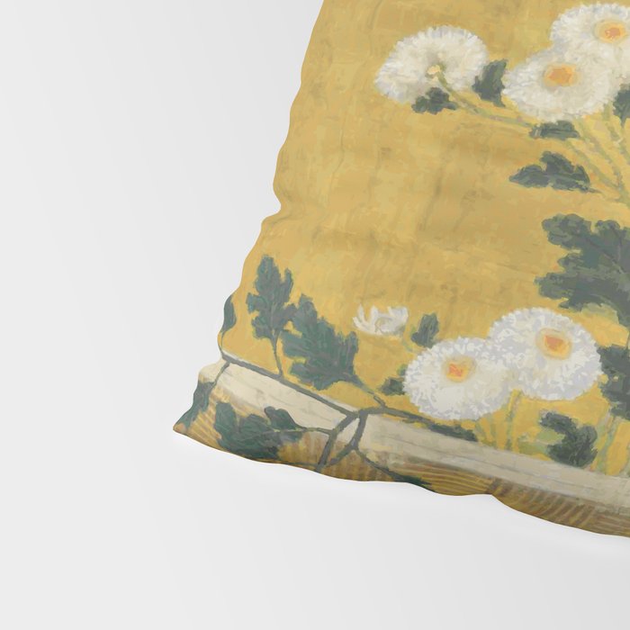 Red and White Chrysanthemums Vintage Japanese Gold Leaf Screen Pillow Sham Gallery Image 4