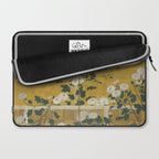 Red and White Chrysanthemums Vintage Japanese Gold Leaf Screen Laptop Sleeve Gallery Image 2