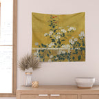 Red and White Chrysanthemums Vintage Japanese Gold Leaf Screen Wall Tapestry Gallery Image 2