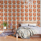 Mid Century Modern abstract Minimalist Fun Colorful Shapes Patterns Orange Watercolor Wiggle Stroke Wallpaper Gallery Image 3