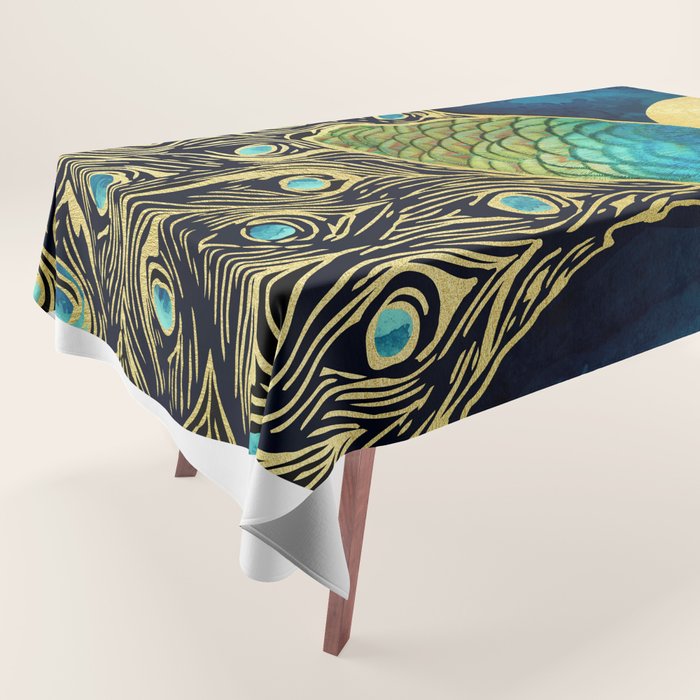 Golden Peacock Tablecloth Gallery Image 1